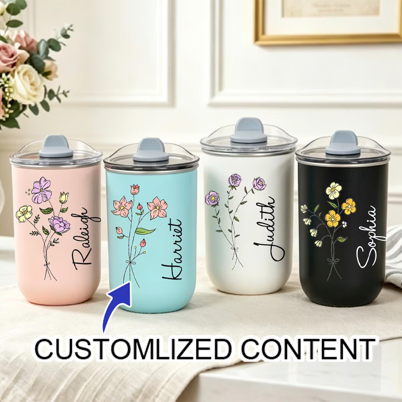 Coffee Equipment Gift - Custom Name Wildflower Coffee Mug, Hand