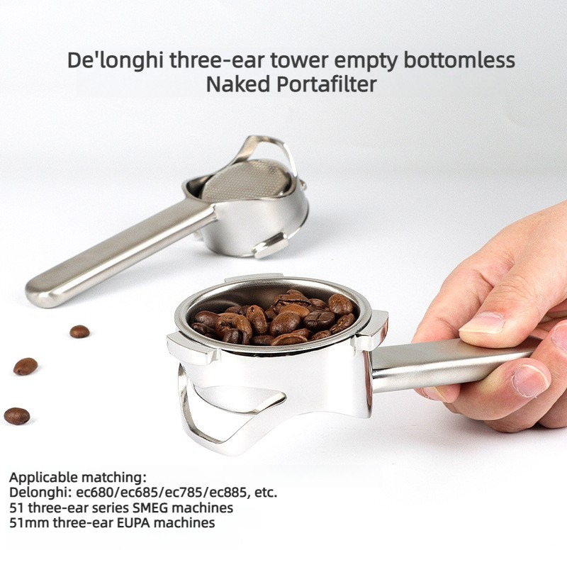 Coffee Equipment Brands - Delonghi 51mm Bottomless Portafilter 3-Ear Hollow