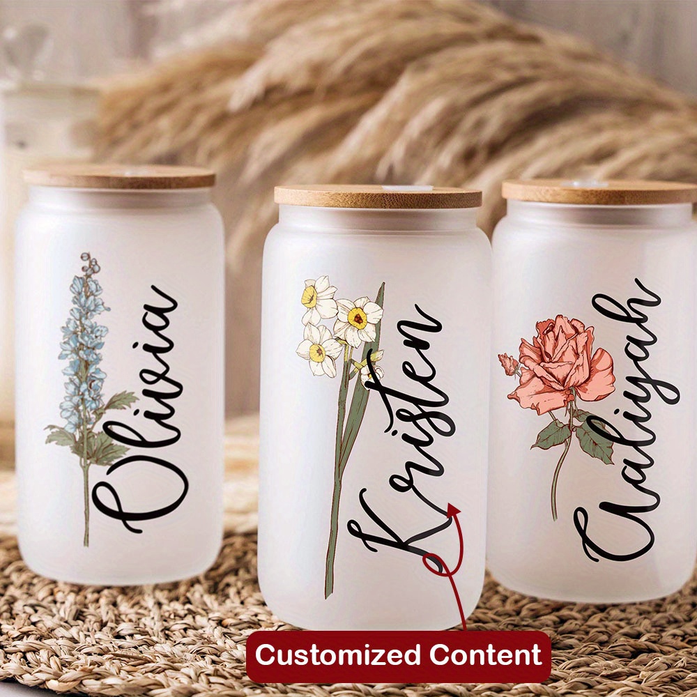 Custom Birth Flower Name Glass - Coffee Equipment Gift ulasan dan harga