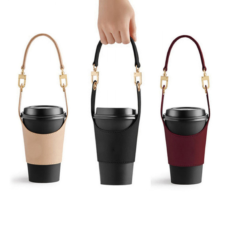 【P】Leather Cup Cover Pouch Por - Coffee Equipment Bag ulasan dan harga