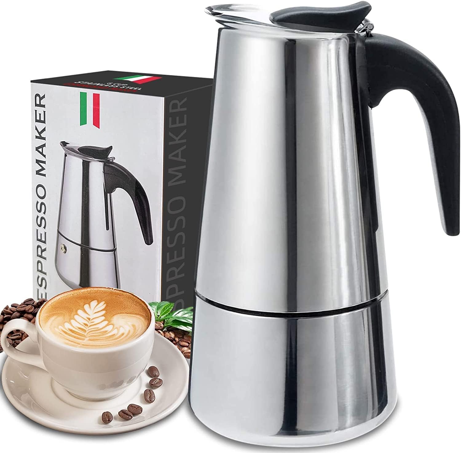 4/6/9 Cups Moka Pot Caffe Mach - Coffee Equipment Brands ulasan dan harga